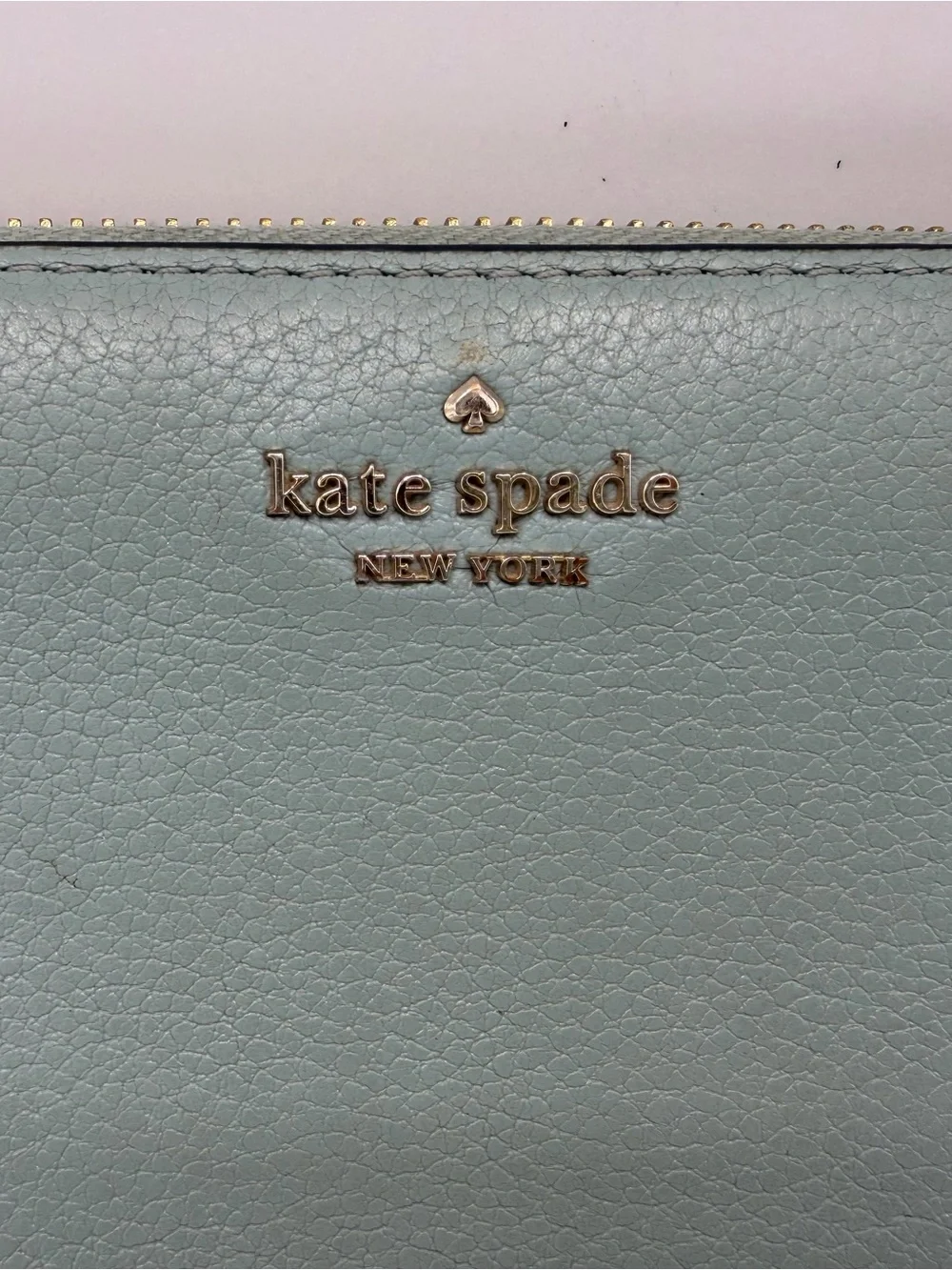 Kate spade Mint Green Zip Wallet with Gold Logo